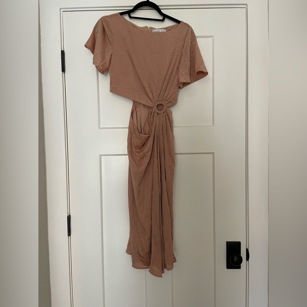 Rachel Zoe pink shimmer asymmetrical dress